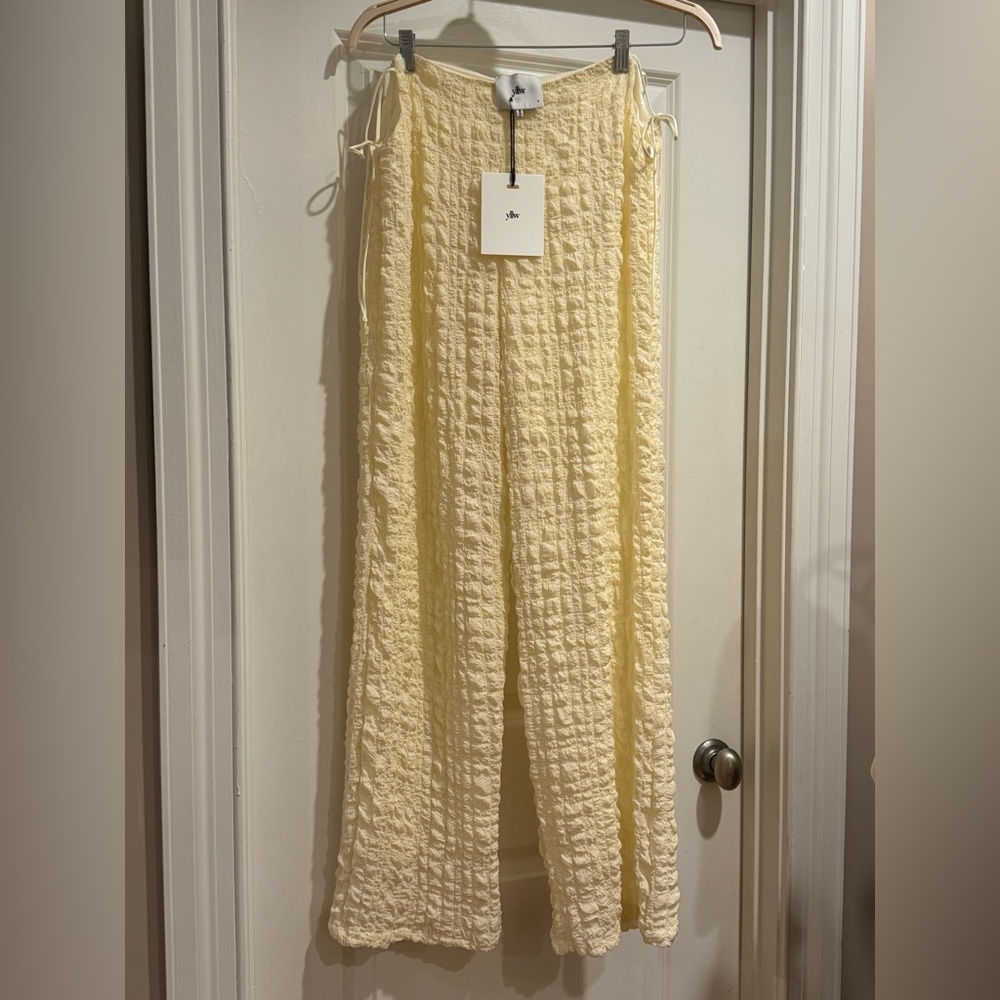 Yellow the Label Wide Leg Tie Pants- Buttercream / off-white